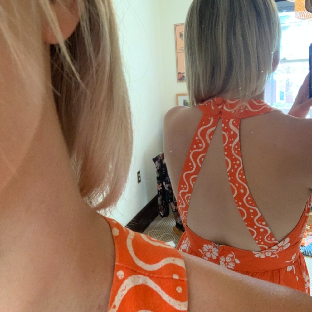 Vintage 60s Halter Orange Mini Dress - Picture 3 of 7